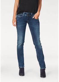 Straight-Jeans Pepe Jeans "VENUS", Damen, Gr. 25, L&auml;nge 32, blau (d24 authentic rope str medium), Denim/Jeans, Obermaterial: 84% Baumwolle, 14% Polyester, 2% Elasthan, regular fit lang, Jeans Straight-Jeans, mit schmalem Bein