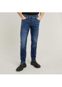 G-Star Raw Slim-fit-Jeans G-STAR "3301 Slim", Herren, Gr. 30, L&auml;nge 34, blau (medium aged), Denim/Jeans, Obermaterial: 92% Baumwolle, 7% Elastomultiester, 1% sonstige Fasern, slim fit lang, Jeans Slim-fit-Jeans, mit toller Waschung und Elasthan