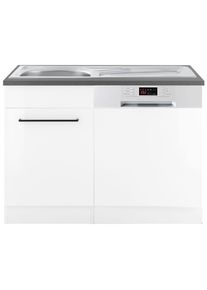 Sp&uuml;lenschrank KOCHSTATION "KS-Tulsa", wei&szlig; (wei&szlig; hochglanz), B:110cm H:85cm T:60cm, Schr&auml;nke, Sp&uuml;lenschrank, 110 cm breit, inkl. T&uuml;r/Sockel f&uuml;r Einbaugeschirrsp&uuml;ler, Metallgriff