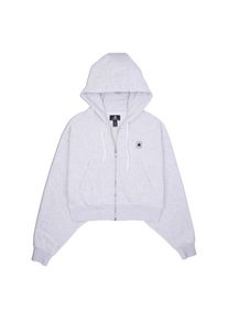 Sweatjacke Converse "WOMEN'S Converse RETRO FULL-ZIP HOODIE", Damen, Gr. XL, grau (light retro erdgrau trail), Sweatware, Obermaterial: 80% Baumwolle, 20% Polyester, meliert, l&auml;ssig geschnitten, hoch geschlossener Ausschnitt, weit B&uuml;ndchen, Sweatjacken Sweatjacke, cropped