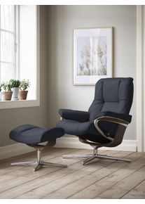 Relaxsessel STRESSLESS "Mayfair", blau (shadow blau paloma), B:83cm H:102cm T:74cm, Leder PALOMA: PALOMA ist ein durchgef&auml;rbtes Semianilin-M&ouml;belleder mit nat&uuml;rlicher Narbung., Sessel, Relaxsessel, mit Cross Base, Gr&ouml;&szlig;e S, M & L, Holzakzent Wenge