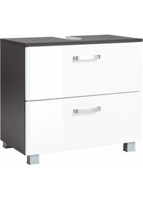 Waschbeckenunterschrank Welltime "Ravenna", wei&szlig; (wei&szlig;, graphit), B:70cm H:59cm T:35cm, Schr&auml;nke, Waschbeckenunterschrank, Breite 70 cm, T&uuml;ren mit Anschlagd&auml;mpfern