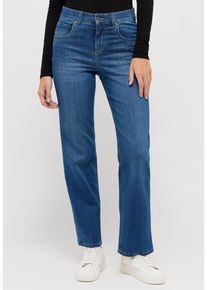 Stretch-Jeans Angels "LARA", Damen, Gr. 42, L&auml;nge 30, blau (mid blau used), Denim/Jeans, Obermaterial: 92% Baumwolle, 6% Polyester, 2% Elasthan, weit lang, Jeans Stretch-Jeans, weite Passform, aus Baumwollmischung, mit Metallrei&szlig;verschluss