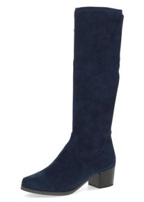 Stiefel Caprice, Damen, Gr. 42, XS-Schaft, blau (dunkelblau), Textil, Schuhe Stiefel, Blockabsatz, Schlupfstiefel mit Stretch-XS-Schaft in schmaler Form