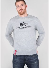 Sweatshirt Alpha Industries "Basic Sweater", Damen, Gr. M, grau (grau heather), angeraute Sweatware, Obermaterial: 80% Baumwolle, 20% Polyester, bedruckt, meliert, normal normal, Rundhals, Rippb&uuml;ndchen, Sweatshirts Sweatshirt, Baumwollmischung, regular fit