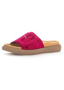 Pantolette Gabor, Damen, Gr. 44, pink, Ziegenveloursleder, unifarben, Schuhe Pantolette, Plateau, Sommerschuh, Schlappen mit gro&szlig;er Zierschnalle