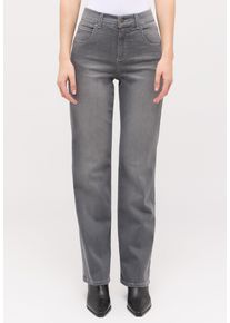 Stretch-Jeans Angels "LARA", Damen, Gr. 46, L&auml;nge 28, grau (mid grau used), Denim/Jeans, Obermaterial: 92% Baumwolle, 6% Polyester, 2% Elasthan, weit lang, Jeans Stretch-Jeans, weite Passform, aus Baumwollmischung, mit Metallrei&szlig;verschluss