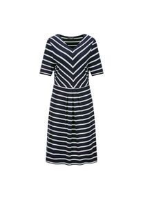 GOLDNER Sommerkleid &raquo;Kurzgr&ouml;&szlig;e Viskosekleid im Streifen-Look&laquo; Ohne Taschen stretchbequemer Viskosejersey blau, Gr&ouml;&szlig;e 20