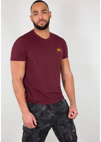 Rundhalsshirt Alpha Industries "BASIC T SMALL LOGO", Herren, Gr. XL, rot (burgundy), Single Jersey, Obermaterial: 100% Baumwolle, bedruckt, schmal normal, Rundhals, eingesetzt gerader Abschluss, Shirts Rundhalsshirt, Baumwolle, regular fit