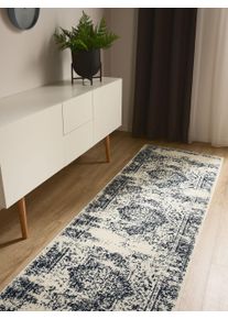 benuta Basic Teppe Suki Cr&egrave;me/Blauw 80x240 cm Vintage