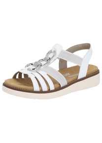 Sandale Remonte, Damen, Gr. 36, silber (wei&szlig;, silberfarben), Lederimitat, Schuhe Sandale, Sommerschuh, Sandalette, Keilabsatz, mit praktischen Gummiz&uuml;gen