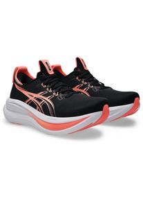 Laufschuh asics "GEL-NIMBUS 28", Damen, Gr. 40,5, schwarz (schwarz, pearl pink), Synthetik, Schuhe Laufschuh, f&uuml;r Erwachsene, mit leicht profiliertem Laufsohlenprofil