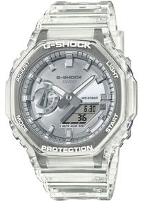Chronograph Casio G-SHOCK, transparent (transparent, silberfarben), Armbanduhren, Damen, Chronograph, Quarzuhr,Armbanduhr,Herrenuhr, digital,bis 20bar wasserd. Resinarmband