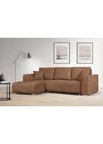 Ecksofa OTTO HOME "BEATRICE optionale Schlafsofa mit Bettkasten, B/T/H: 265/170/86 cm", gelb (curry), B:265cm H:86cm T:170cm, 100% Polyester, Sofas, Ecksofa, L-Form, wahlweise auch mit Bettfunktion und Bettkasten