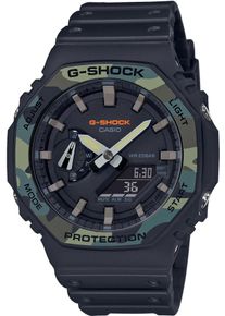 Chronograph Casio G-SHOCK, schwarz (schwarz, dunkelgr&uuml;n), Armbanduhren, Damen, Chronograph, Quarzuhr,Armbanduhr,Herrenuhr, digital, bis 20bar wasserd.Resinarmband