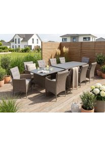 Garten-Essgruppe Konifera "Mailand", braun (braun, grau), Polyrattan, Sitzm&ouml;bel-Sets, Garten-Essgruppe, Polyrattan, Stahl, Braun
