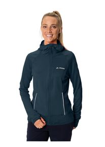 Fleecejacke Vaude "WOMEN'S TEKOA FLEECE JACKET II", Damen, Gr. 40, blau (schwarz sea), Fleece, Obermaterial: 97% Polyester, 3% Elasthan, unifarben, Basic taillenbedeckt, Rundhals, Raglan&auml;rmel elastischer Bund, Jacken Fleecejacke, sportlicher Stil, mit Kapuze und hochschlie&szlig;endem Kragen