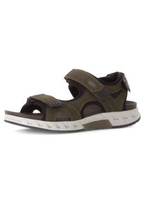 Trekkingsandale ROLLINGSOFT, Herren, Gr. 43, schwarz (khaki, schwarz), Nubukleder, Textil, Schuhe Trekkingsandale, Sommerschuh, Klettschuh, Freizeitsandale in Komfortweite G (weit)