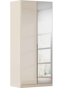Dreht&uuml;renschrank OTTO HOME "Kleiderschrank Kleiderschr&auml;nke Schrank Garderobe AGORDO mit Glasfront", beige (beige, glas beige (champagner)), B:91cm H:229cm T:54cm, Holzwerkstoff, Schr&auml;nke, Dreht&uuml;renschrank, durchdachte Innenausstattung, in 8 Breiten und 2 H&ouml;hen MADE IN GERMANY