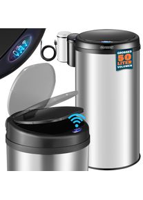 Monzana Sensor afvalbak Zilver roestvrij staal 50 liter