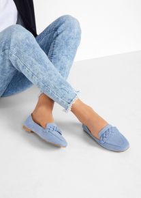 Loafers med fl&auml;tade remmar - bl&aring; - storlek 36 - bonprix