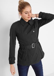 Kort trenchcoat - svart - storlek 36 - bonprix