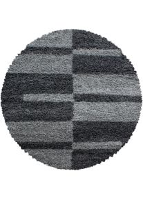 Ayyildiz Teppiche, Hochflor-Teppich &raquo;Gala Shaggy 2505&laquo; rund 30 mm H&ouml;he Wohnzimmer, grau, Kunstfaser, &Oslash; 80 cm 1 Stk. - 30 mm