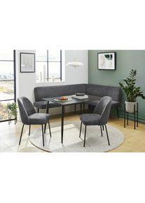 OTTO home, Eckbankgruppe &raquo;Melvin (Set, 4-tlg. Tisch, Bank und 2 St&uuml;hle), Taschenfederkern&laquo; Tisch (120x75cm) schwarz, Bank und St&uuml;hle anthrazit oder 