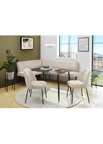 OTTO home, Eckbankgruppe &raquo;Melvin (Set, 4-tlg. Tisch, Bank und 2 St&uuml;hle), Taschenfederkern&laquo; Tisch (120x75cm) schwarz, Bank und St&uuml;hle anthrazit oder 