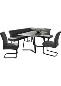 OTTO home, Eckbankgruppe &raquo;(Set, 4-tlg. Tisch, Bank und 2 St&uuml;hle), Taschenfederkern&laquo; Tisch (140x90cm) schwarz, Bank und St&uuml;hle anthrazit oder beige, 