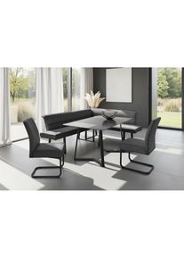 OTTO home, Eckbankgruppe &raquo;(Set, 4-tlg. Tisch, Bank und 2 St&uuml;hle), Taschenfederkern&laquo; Tisch (140x90cm) schwarz, Bank und St&uuml;hle anthrazit oder beige, 