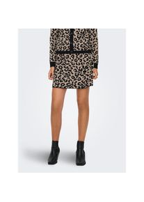 Only, Damen, Strickrock &raquo;ONLANNY LEO SKIRT EX KNT&laquo;, Black Detail:Humus Leo, XL (42), Minirock von Only