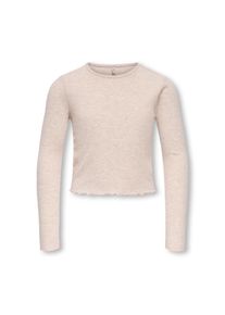 KIDS Only, Damen, Langarmshirt &raquo;KOGNELLA L/S O-NECK TOP JRS NOOS&laquo; in kurzer Form und mit s&uuml;&szlig;en Wellenkanten am Saum, Pumice Stone Detail:Melange, 158/