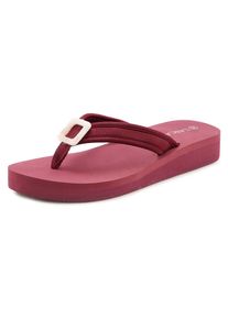 Lascana, Damen, Badezehentrenner &raquo;Sandale, Badeschuh, Pantolette, Badelatsche, Flip Flop&laquo; Zehentrenner, Badeschuh mit Zier Applikation VEGAN, bordeaux