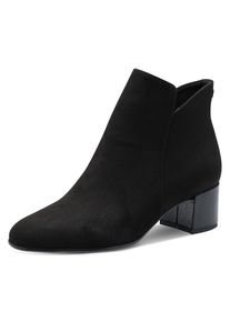 Tamaris, Damen, Stiefelette , Blockabsatz, Basicstiefelette in veganer Verarbeitung, schmale Form, schwarz kombiniert, 37, Elegante Stiefelette mit 