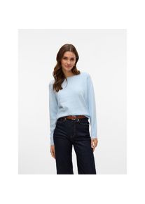 V&eacute;ro Moda Vero Moda, Damen, Rundhalspullover &raquo;VMDOFFY LS O-NECK BLOUSE GA NOOS&laquo; Materialmix, regular fit, Cashmere Blue Detail:MELANGE, XL, Cashmere Blue 