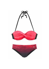 Lascana, Damen, B&uuml;gel-Bandeau-Bikini mit Farbverlauf in Batik-Optik, rot-bedruckt, 32 - Cup A, In trendiger Batik-Optik