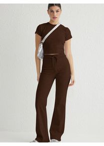 Trendyol Nohavicov&yacute; kost&yacute;m Ženy čokol&aacute;dov&aacute; 34