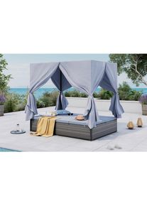 Ambia Garden Gartenliege, Grau, Metall, Kunststoff, Textil, F&uuml;llung: Polyester, 135x180x197 cm, wetterfest, Gartenm&ouml;bel, Gartenliegen, Sonnenliegen