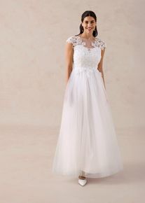 bonprix Brautkleid aus zartem T&uuml;ll mit Spitze, wei&szlig;