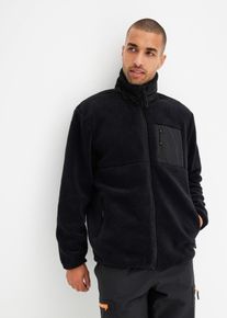 bonprix Jachetă teddy-fleece, negru, 52/54 (L)