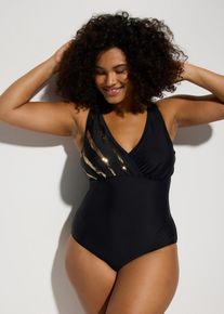 bonprix Badeanzug mit Pailletten, schwarz