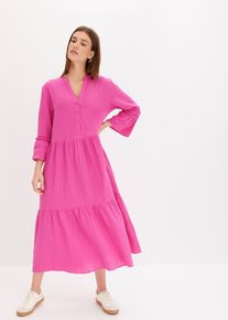 bonprix Maxikleid aus weichem Musselin, pink, 100% Baumwolle,Musselin