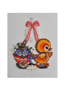 Stickereien Plauen Fensterdekoration &raquo;Fensterbild K&uuml;ken mit Wagen&laquo; Plauener Spitze