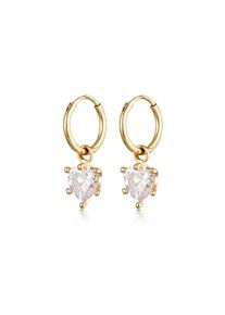 Elli Paar Creolen &raquo;Ohrringe Creolen Herz Zirkonia Wei&szlig; 925 Sterling Silber&laquo;