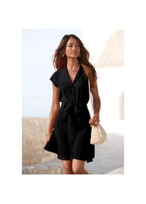 Lascana Hemdblusenkleid mit Bindeg&uuml;rtel, aus Leinenmix