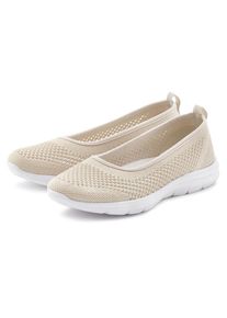 Lascana Sneaker Ballerinas &raquo;Halbschuh,&laquo; runde Schuhspitze, ohne Verschluss, innenmaterial aus Textil beige, Gr&ouml;&szlig;e 35