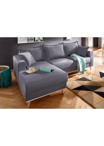 Ecksofa Home Affaire "Edina L-Form", grau, B:228cm H:83cm T:151cm, Webstoff (100% Polyester);Baumwollmix (50% Baumwolle, 50% Polyester);Baumwollmix (50% Baumwolle, 50% Polyester), Sofas, Ecksofa, auch in Baumwollmix-Bezug, im skandinavischem Stol