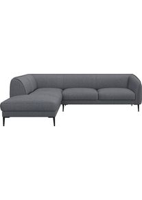 Ecksofa FLEXLUX "Belle Designsofa, L-Form, B/T 268/209 cm", blau (navy blau), B:268cm H:74cm T:209cm, 62% Polyester/17%Cotton/14%Viscose/7%linen, Sofas, Ecksofa, Skandinavisches Design, In hochwertiger Verarbeitung