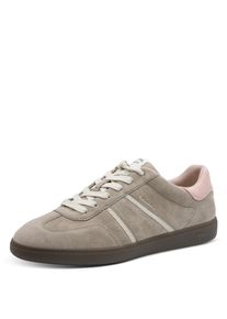 Plateausneaker Tamaris, Damen, Gr. 37, bunt (taupe, rose), Lederimitat, Veloursleder, unifarben mit Farbeinsatz, Schuhe Plateausneaker, Freizeitschuh, Halbschuh, Schn&uuml;rschuh mit gepolstertem Schaftrand